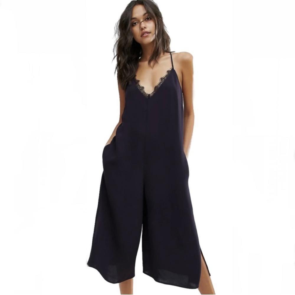 New French Connection Culotte Jumpsuit In Burgundy